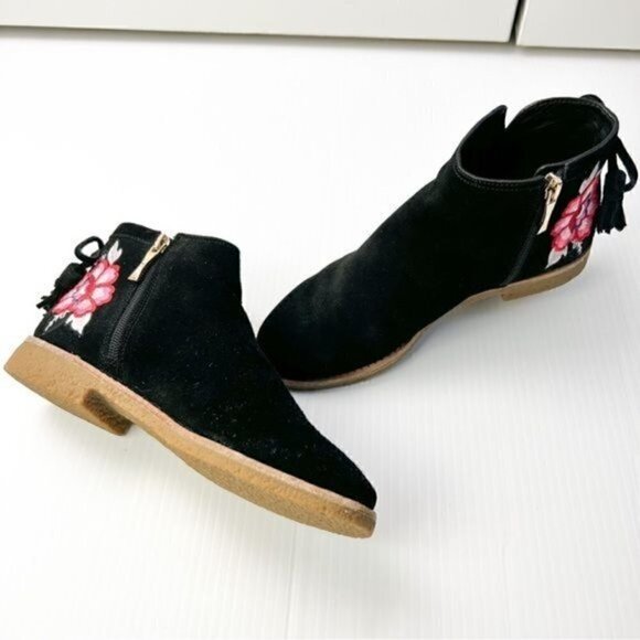 Kate Spade New York Bellville Floral Embroidered Suede Black Booties Size 6 - Picture 2 of 12